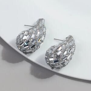 Silver‎ Water Drop Crystal Earrings